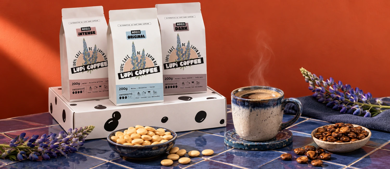 Boîte de découverte Lupi Coffee, tasse de café de lupin et graines torréfiées